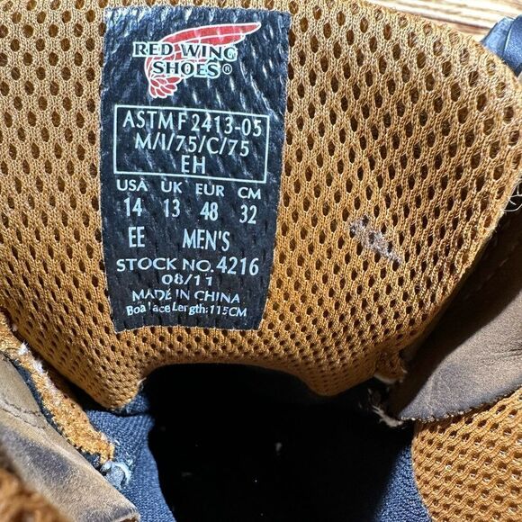 Red Wing Steel Toe Boots ASTM F 2413-05 Men’s Size 14 Brown Lace Up - Picture 5 of 6